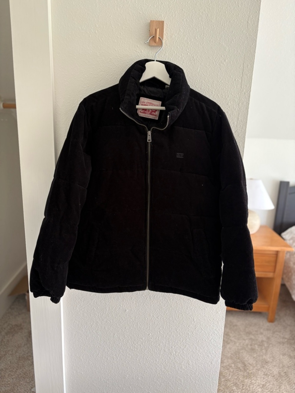 Levi's Black Corduroy Puffer Jacket - Stand Collar - Picture 3 of 10